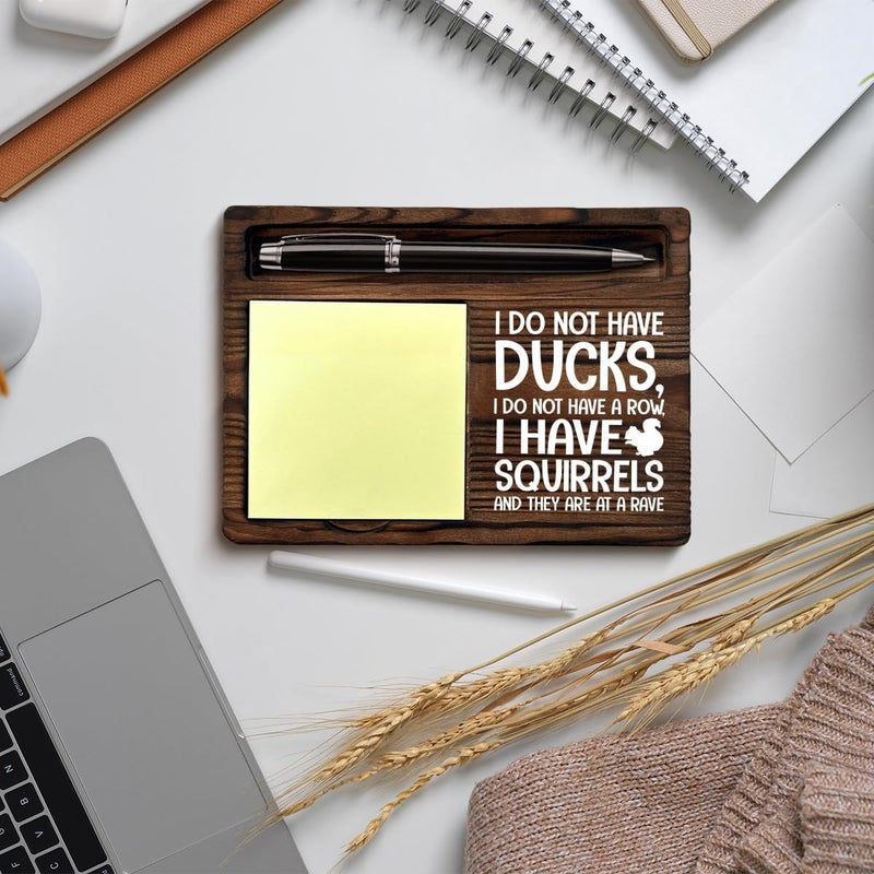 QODMGD Funny Office Sticky Note Holder Sarcastic Gifts for Coworkers Employees Boss, I Do Not Have Ducks I Have Squirrels Post It Note Dispenser for Office Cubicle Desk Decor - Image 5